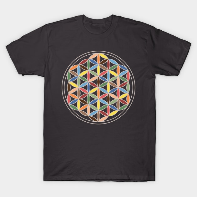 Flower of Life - Retro Colors T-Shirt by NataliePaskell